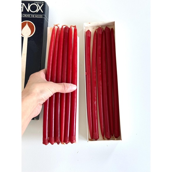 Vintage Red skinny Taper candles in box: Lenox - Picture 8 of 10